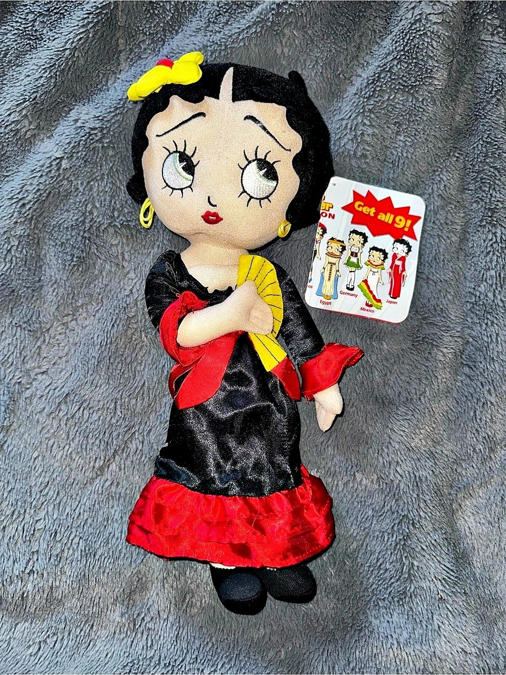 Betty Boop World Traveler Spain Plush Doll Black & Red